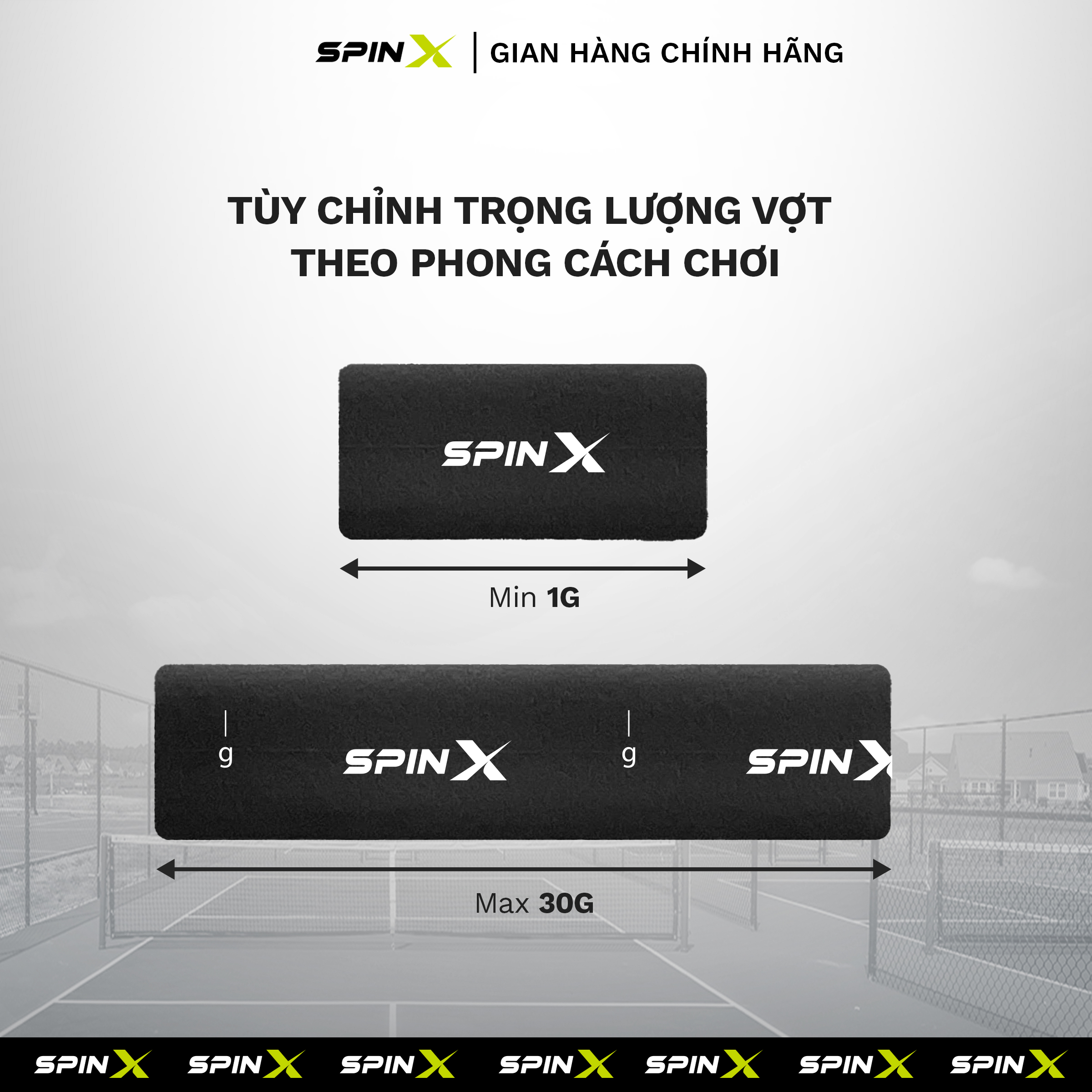 Set 2 Chì Pickleball Tungsten SpinX Chính Hãng Dải 15cm/3g